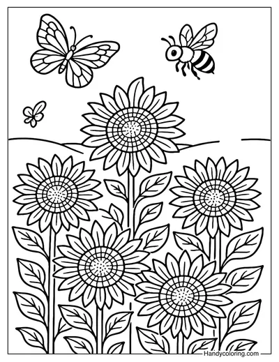 Sunflower Harvest Coloring Page