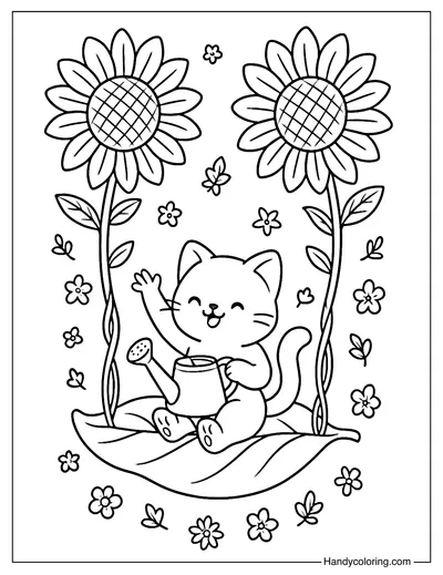 Sunflower Swing Coloring Page