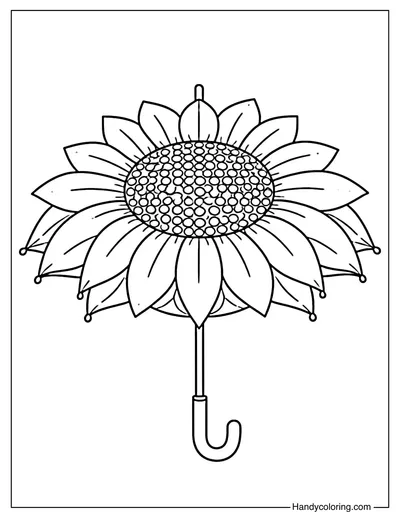 Sunflower Umbrella Coloring Page