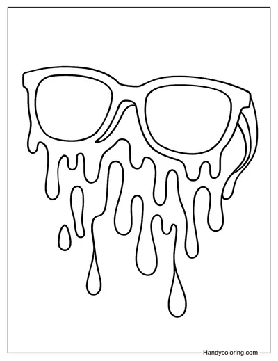 Sunglasses Dripping with Paint Coloring Page