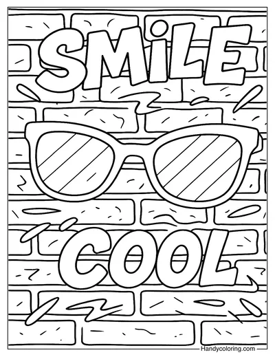 Sunglasses with Graffiti Background Coloring Page
