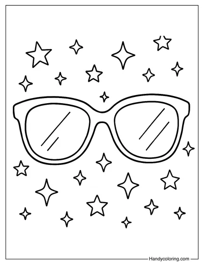 Sunglasses with Stars Coloring Page