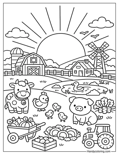 Sunrise Farm Scene