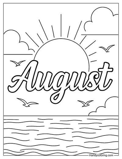Sunset August View Coloring Page