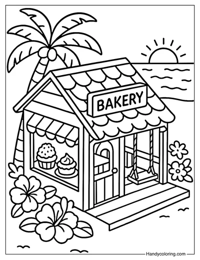 Sunset Beach Bakery Coloring Page