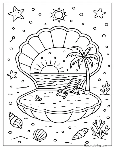 Sunset Beach Powder Compact Coloring Page