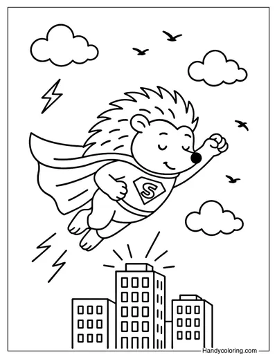 Superhero Hedgehog Coloring Page