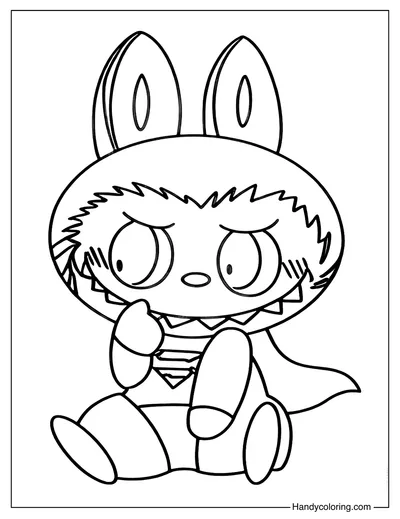 Superhero Labubu Coloring Page