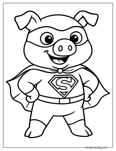 Superhero Pig Coloring Page