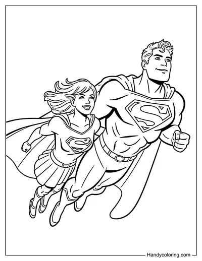 Superman and Supergirl Flying in The Sky