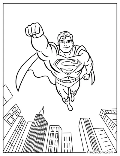 Superman Flying Over City