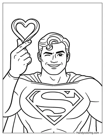 Superman Winks and Makes A Heart Shape