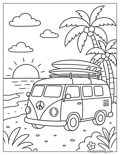 Surf Van Near Sunset Beach