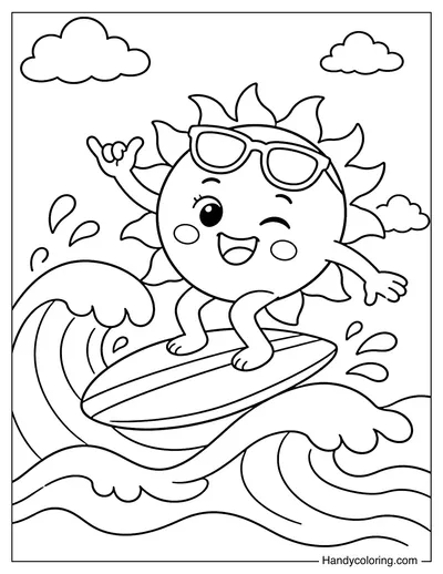 Surfing Sun on Ocean Waves