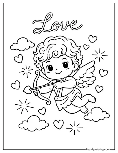 Sweet Cupid Valentine Coloring Page