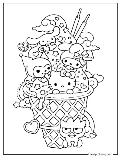 Sweet Dessert Sanrio Coloring Page