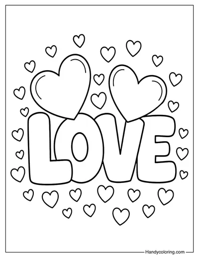 Sweet Heart Love Coloring Page