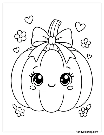Sweet Pumpkin with Big Bow and Doll Eyes