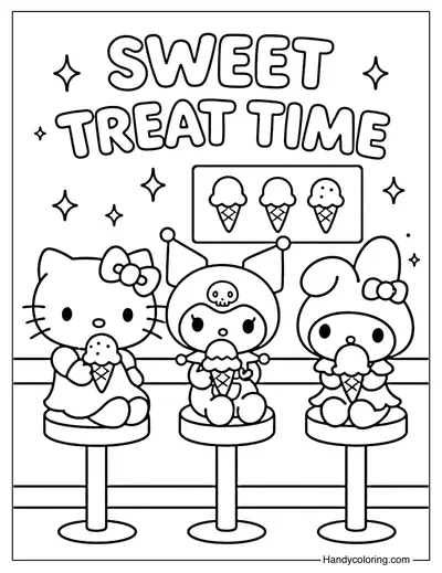 Sweet Treat Time Sanrio Coloring Page