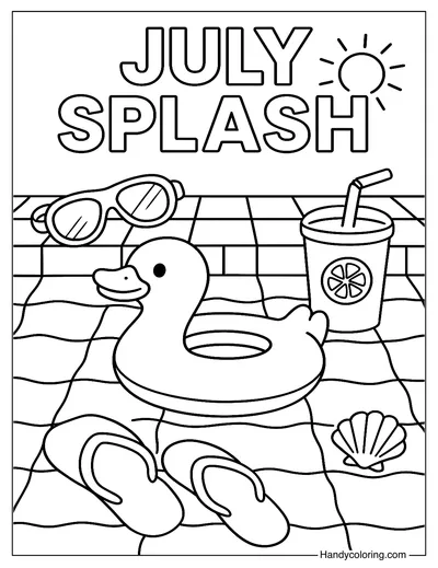 Swimming Pool Fun In July Coloring Page