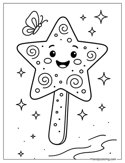 Swirl Star Popsicle Coloring Page