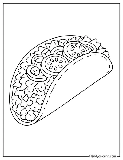 Taco With Layers Of Lettuce Snd Tomatoes