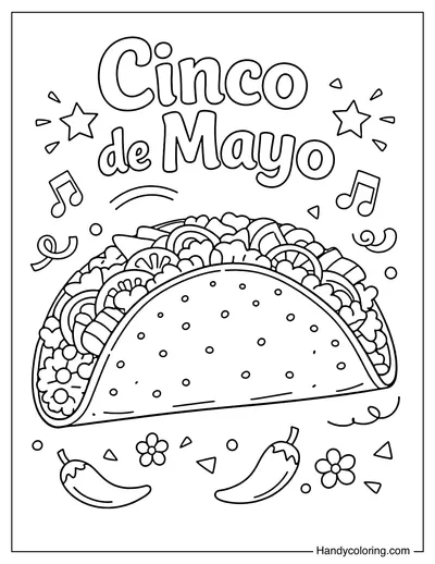Taco with The Words Cinco de Mayo
