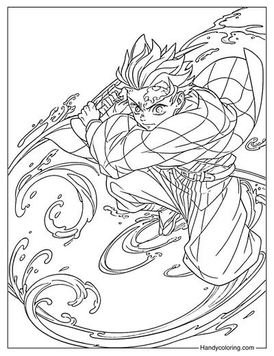 Tanjiro Infinity Castle Coloring Page
