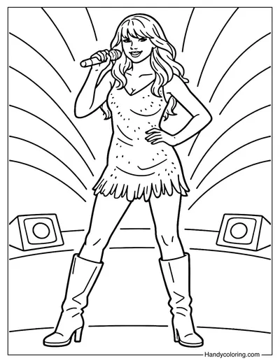 Taylor Swift on Stage Coloring Page