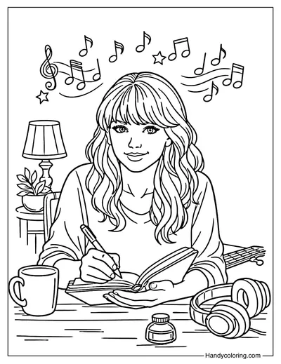 Taylor Swift Songwriting Coloring Page