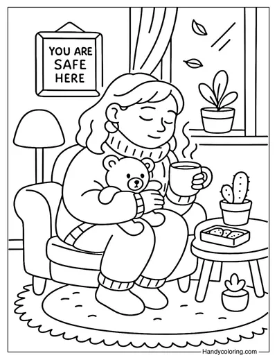 Tea and Teddy Coloring Page