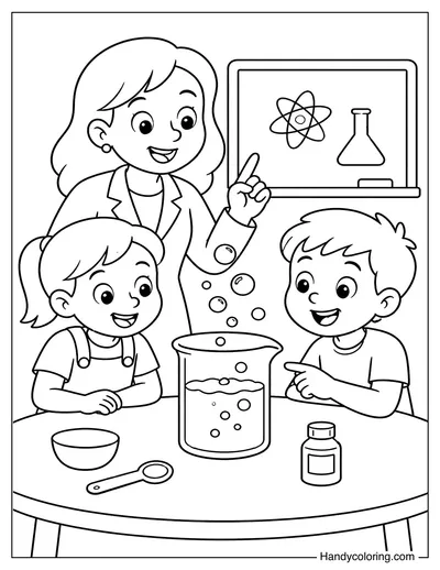 Teacher and Students Doing a Science Experiment