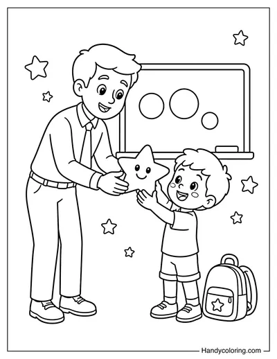 Teacher Giving a Gold Star Reward