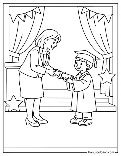 Teacher Giving Diploma to Student