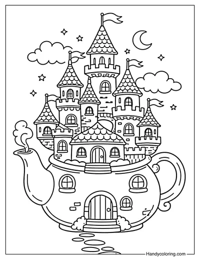 Teapot Castle Coloring Page