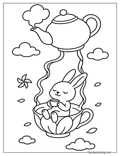 Teapot Cloud Swing Coloring Page
