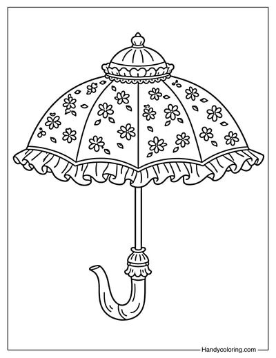 Teapot Umbrella Coloring Page