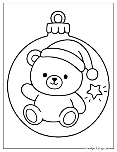 Teddy Bear Christmas Ornament Coloring Page