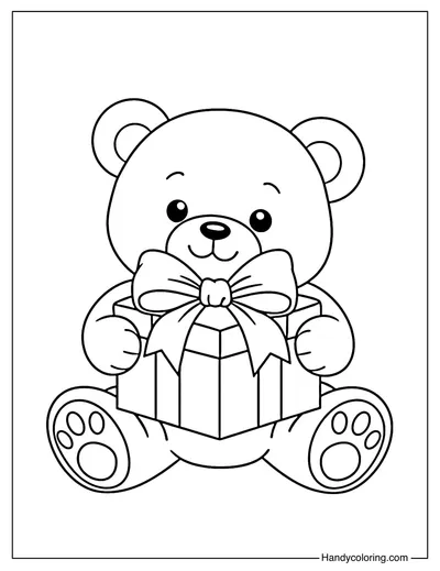 Teddy Bear Holding Gift