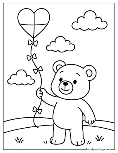 Teddy Bear Kite Day Coloring Page
