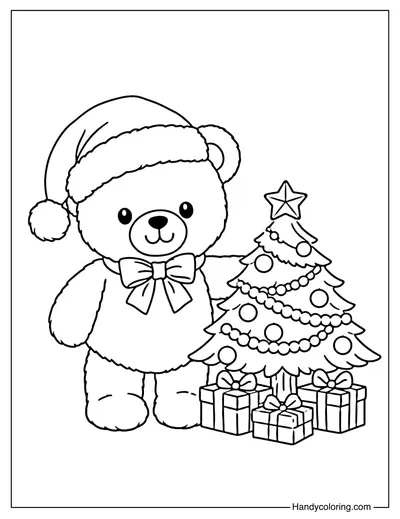 Teddy Bear With Christmas Tree