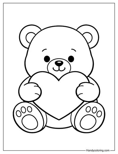 Teddy Bear with Heart Coloring Page