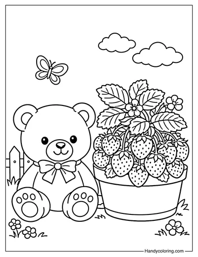 Teddy Bear with Strawberry Pot