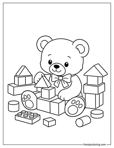 Teddy Bear with Toy Blocks
