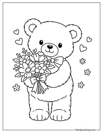 Teddy Bear Women's Day Color Page