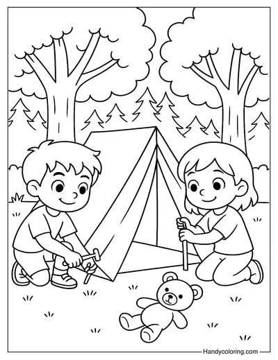 Tent Buddies Coloring Page