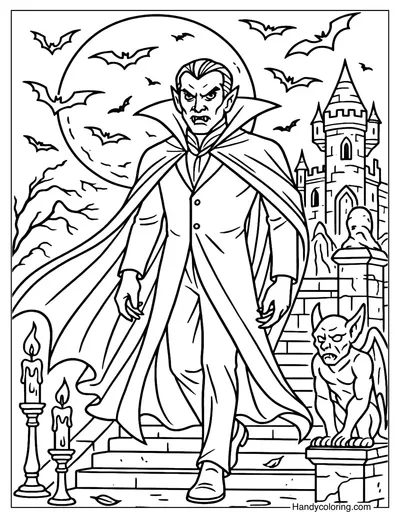 Terrifying Vampire Lord Coloring Page