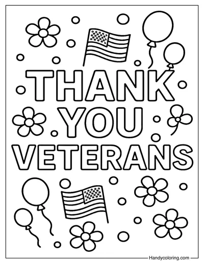 Thank You Veterans Coloring Page