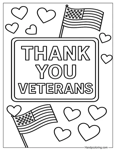 Thank You Veterans Sign Coloring Page