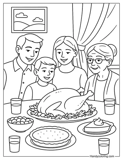 Thanksgiving Dinner Coloring Page